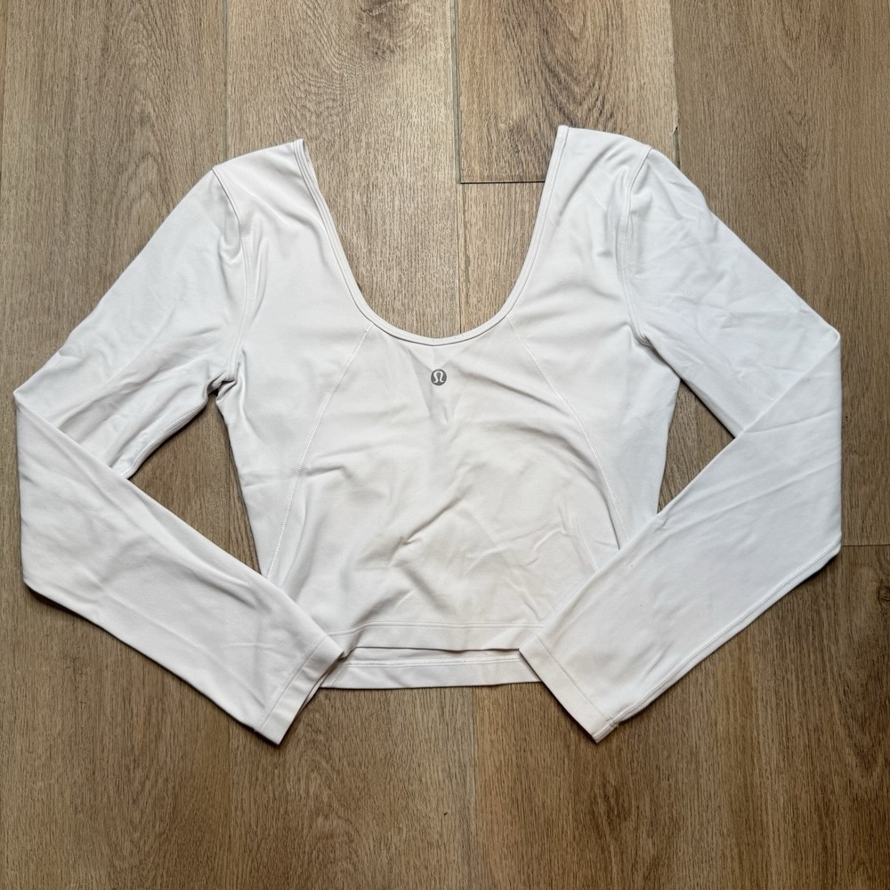 Women's Lululemon Align White Long Sleeve Crop Top Size 6